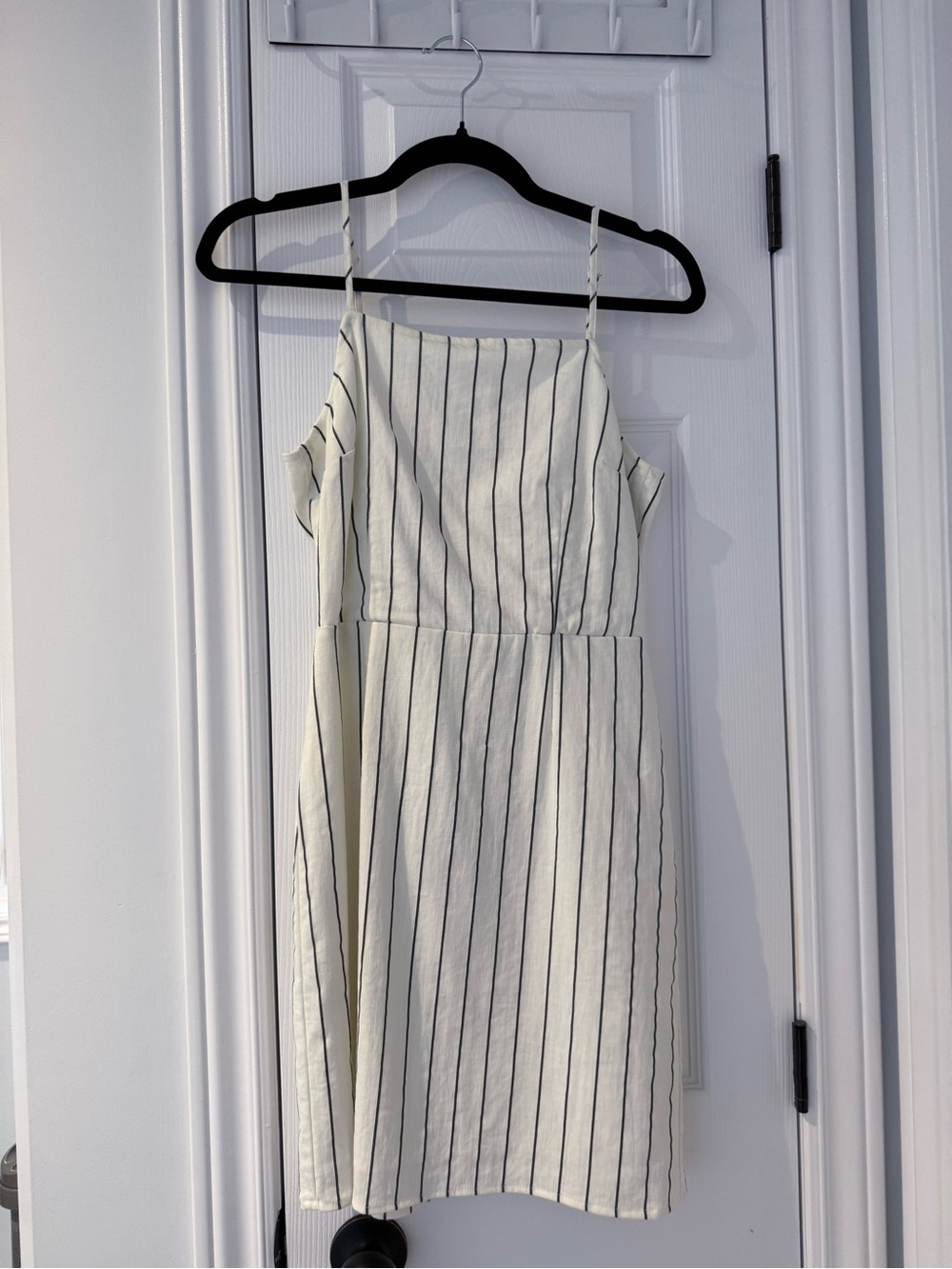 Dynamite White Dress with Black Pinstripes